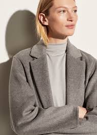 Vince. wool blend classic coat in medium heather grey