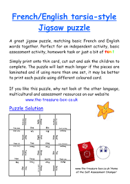 Puzzle in french pronunciations with meanings, synonyms, antonyms, translations, sentences and more. French English Mfl Jigsaw Puzzle Teaching Resources