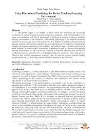 Pdf Using Educational Psychology For Better Teaching Learning Environment