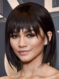 Chin Length Natural Black Straight Bob Wig With Playful Fringe Shortblondehair Short Hair With Bangs Short Haircuts With Bangs Hair Styles