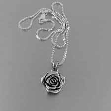 Sterling Silver Heavy Rose Necklace Silver Necklace Flower Necklace Silver Necklace Silver Jewellery Sets Fine Silver Jewelry