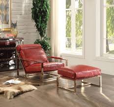 Bring home a comfy accent chair. Quinto Red Accent Chair Ottoman Top Grain Leather Acme Furniture 96672