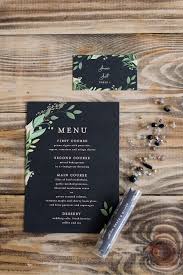 Black And Green Wedding Invitations Elegant Industrial Styled Wedding The Overwhelmed Bride Wedding Blog Socal Wedding Planner Wedding Menu Cards Greenery Wedding Invitations Wedding Table Menus