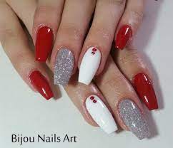 Swiss Embroidery T Shirt Red And White Nails Red Acrylic Nails Red Nails