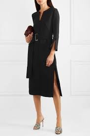 Black Belted Crepe Midi Dress Victoria Beckham Dresses Midi Dress Chic Outfits