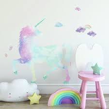 Roommates 17 Count Galaxy Unicorn Giant Peel And Stick Wall Decals Unicorn Room Decor Glitter Room Unicorn Wall Decal