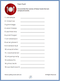Jun 17, 2020 · today i am sharing this free printable name that song baby shower game. Printable Word Scramble That S Oh So Yummy Unscramble Words Words Compound Words