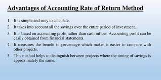 Calculation the formula for the accounting rate of return is (average annual accounting profits/investment) x 100%. Advantages Of Accounting Rate Of Return Assignment Point