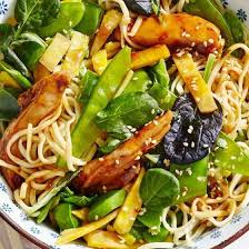 Nouilles Au Poulet Legumes Au Wok Asiatique Et Sauce Soja Au Sesame Recette Nouilles Au Poulet Wok De Legumes Nouilles