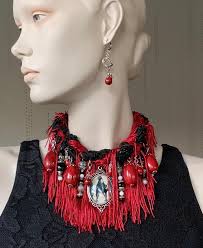 Dramatic Vampiress Necklace and Blood Drop Earrings, Vampire Bat Necklace,  Sexy Undead Gothic Necklace, Unique Macabre Necklace, Ooak