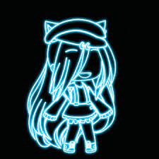 Light Blue Neon Gacha Life Anime Wolf Girl Neon Glow Wolf Girl