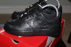 Black And Red Custom Air Forces Custom Nike Air Force 1 Glitter Edition Leave A Note When Purchasing If You Want A Color Other Than Black Glitter Nike Air Force Sneaker Nike Custom Nikes