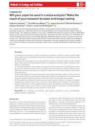 It is correct to point this out in the results section. Pdf Will Your Paper Be Used In A Meta Analysis Make The Reach Of Your Research Broader And Longer Lasting