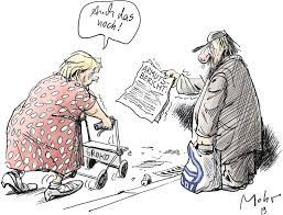 Als sie ende 2001 ins land kam. Karikaturen Dezember 2019