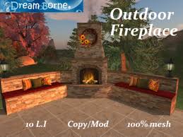 A portable fire pit is ideal for those who like to change their yard around. Second Life Marketplace Outdoor Fireplace By Dream Borne