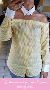 La chemise à col rond a un look légèrement rétro et une bonne tenue avec ou sans cravate. Diy Transformer Une Chemise D Homme En Top Robe A Col Bardot Robe Avec Col Chemise Homme Col Bardot
