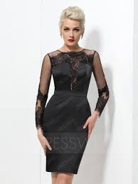 Dresswe Dresswe Delicate Lace Long Sleeves Column Zipper Up Cocktail Dress A Long Sleeve Lace Cocktail Dress Cocktail Dress Lace Knee Length Cocktail Dress