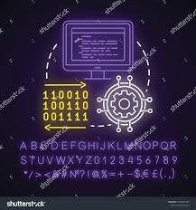 Aber woher weiß dann ein computer, dass er den buchstaben 'a' darstellen soll,. Implementation Neon Light Concept Icon Software Stock Vector Royalty Free 1498931585