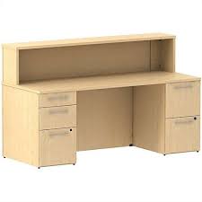 Desks, chairs, and shelving are a necessary, if not sufficient, precondition for office fun. Bsh300s075ac Bush Industries Bush Business 72w X 30d Reception Double Pedestal Desk Desk Organization Office Bush Business Furniture Shop Chair