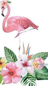 Watercolor Tropical Clipart Floral Bouquets With Pink Etsy In 2021 Flamingo Clip Art Clip Art Mural Wall Art