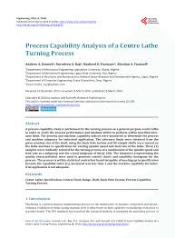 pdf process capability analysis of a centre lathe turning