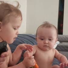 💕 teaching him even though he bites it lol 😍