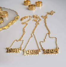 Old English Yearplate Necklace In 2021 Jewelry Stores Custom Necklace Personalized Necklace
