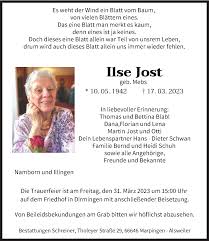 Traueranzeigen von Ilse Jost