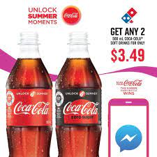 Satellite used image recognition technology allowing consumers to take photos of the cans to unlock prizes and digital content. Domino S Pizza Time To Unlock Summer Moments Get Any 2 500 Ml Coca Cola Soft Drinks For Only 3 49 Don T Forget To Scan Your Coca Cola Bottle This Summer Every Bottle Wins
