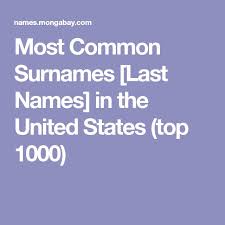 Torres is another frequent surname among hispanic and portuguese populations, and nguyen is a vietnamese family name seen quite often around the world. Most Common Surnames Last Names In The United States Top 1000 Namen Aufzahlungen Schreiben