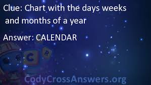 Chart With The Days Weeks And Months Of A Year Answers