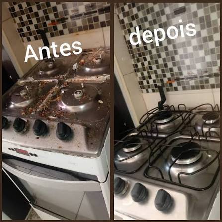 Antes e depois fogão enferrujado