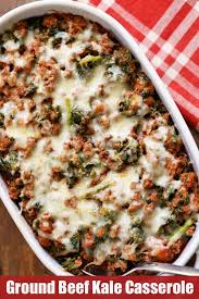 Deliciously Cheesy Ground Beef And Kale Casserole Is Flavored With Tomato Sauce Garlic And Oregano I Kale Recipes Healthy Cheesy Kale Casserole Kale Recipes