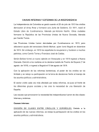Bolívar concebía el centralismo y ellos el federalismo; Causas Internas Y Externas De La Independencia Imperio Espanol America Del Sur