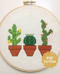 Free cross stitch patterns to help you learn how to cross stitch for beginners as well as printable patterns for more advanced designs. Cactus Cross Stitch Pattern Cacti Mini Cactus Cross Stitch Etsy Kasnak Sanati Kanavice Tasarimlari Kanavice