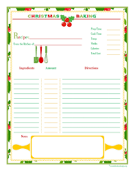 Christmas Baking Recipe Card Full Page Recipe Card With Space For Recording The Prep And Cook Time Tempe Christmas Recipe Cards Recipe Book Diy Recipe Cards