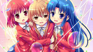 Anime girls poster can be made from material such as canvas. Three Girls Anime Character Poster Anime Girls Cute Smile Hug Hd Wallpaper Wallpaperbetter