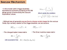 The mechanism is commonly seen in grand unification theory, and in particular in theories of neutrino masses and seesaw (disambiguation) — the article seesaw refers to the playground equipment. Calculation Of Absolute Neutrino Masses In The Seesaw