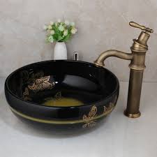Nd it also comes wit cable nd hand shower. Bathroom Round Vessel Ceramics Sink Set With Antique Brass Tap Mixer Faucet Kit Kitchen Faucets Home Improvement