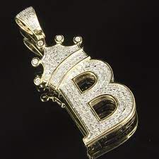 Initial B Letter Alphabet King Crown Pendant 10k Yellow Gold Plated 925 Silver Gold Chains For Men Pendant Gold Pendant Jewelry