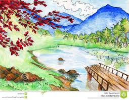 Scenery Drawing Pencil Colour Colored Pencil Landscape Drawing Landscape Drawings Colorful Landscape Cool Landscapes