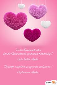 Vielen Dank Euch Allen Fur Die Gluckwunsche Zu Meinem Geburtstag Liebe Grusse Agata Darmowe Kartki