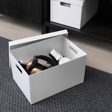 Tjena Kasse Med Lag Hvid 25x35x20 Cm Ikea In 2020 Storage Boxes With Lids White Storage Box Storage