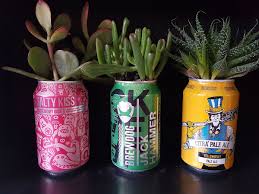 Beer Can Upcycling A Crafty Make Transforming Beer Cans Into Colourful Plant Pots For Your Favourite Succulents Or Cacti Beer Crafts Beer Crafts Diy Diy Beer