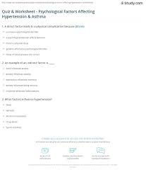 Quiz Worksheet Psychological Factors Affecting Hypertension Asthma Study Com