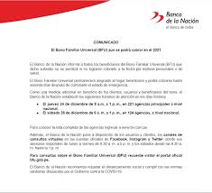 Revisa los requisitos para recibir el bono covid 19 y el monto que cada persona puede recibir por cada carga familiar registrada. Bfu El Bono Se Podra Cobrar En 2021 Anuncia El Banco De La Nacion Nndc Tu Dinero Gestion