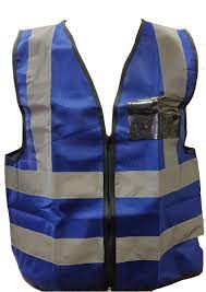 Wearing a safety vest is just a part of the job for many work crews. Blue Reflective Vest With Zip Id Pocket Bramley Safety