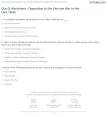 Zoe samuel 6 min quiz sewing is one of those skills that is deemed to be very. Quiz Worksheet Opposition To The Vietnam War In The Late 1960s Study Com