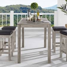 Modway Wiscasset Acacia Wood Bar Height Outdoor Dining Table In Light Gray Eei 3686 Lgr The Home Depot In 2020 Outdoor Patio Bar Wood Bar Table Outdoor Dining Table