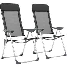 Chaise Pliante De Camping 2 Pcs Noir Aluminium 44305 Chaises De Camping Fauteuil Bas De Jardin Et Fauteuil Jardin